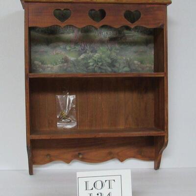 Wall Shelf With Heart Cutouts and Key Holder Knobs  See Other Photos for Measurements