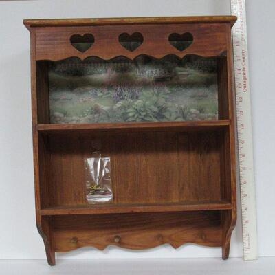 Wall Shelf With Heart Cutouts and Key Holder Knobs  See Other Photos for Measurements