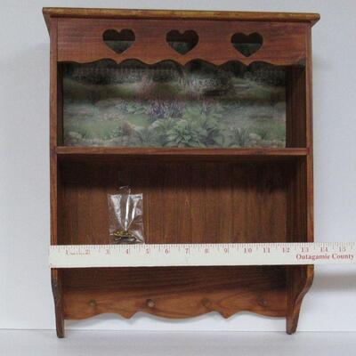 Wall Shelf With Heart Cutouts and Key Holder Knobs  See Other Photos for Measurements