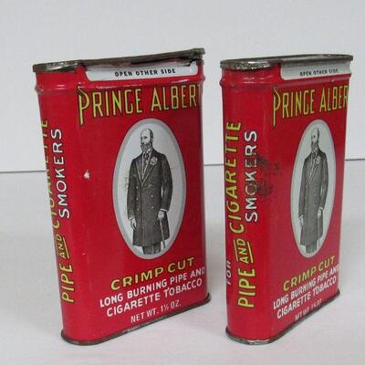 Small Advertising Items: 2 Prince Albert Tins, Corona Pastic Box, Tin Napkin Holder WI Dells Milk Products
