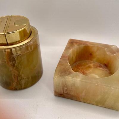 Vintage Marble Table Lighter & Ashtray