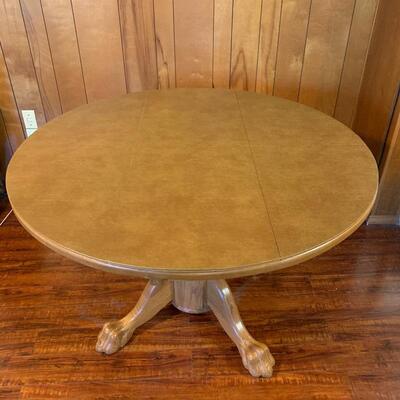 Solid Oak Claw Foot Pedestal Dining Room Table - No Chairs