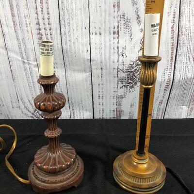 Mismatched Pair of Candlestick Holder Style Table Lamps