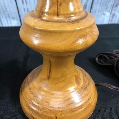Pair of Turned Carved Wood Table Lamps 