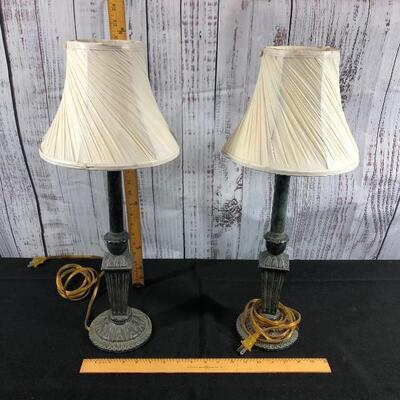 Matching Pair of Candlestick Style Lamps with Shades