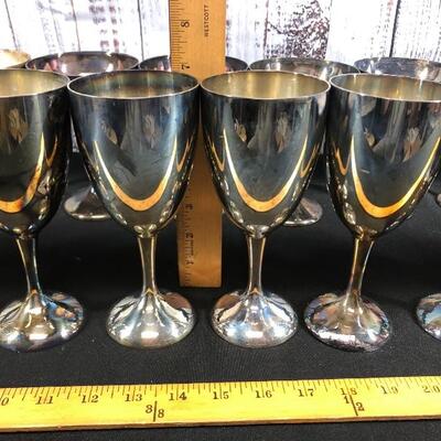 Large Set of Silverplate Wine Drink Goblets Glasses 3 Sizes