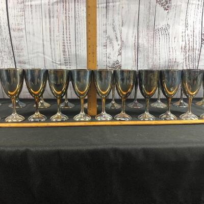 Large Set of Silverplate Wine Drink Goblets Glasses 3 Sizes
