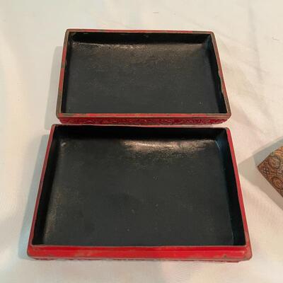 Lot 107 - Cinnibar Box and Carved Stamp