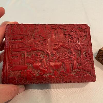 Lot 107 - Cinnibar Box and Carved Stamp