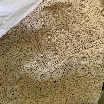 Lace bed skirt, 2 shams, topper and full size duvet cover 
