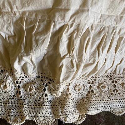 Lace bed skirt, 2 shams, topper and full size duvet cover 