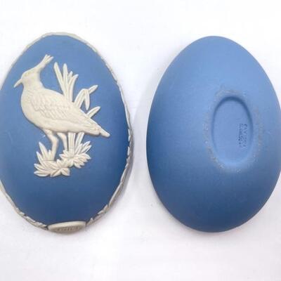 WEDGWOOD PALE BLUE JASPERWARE LIDDED EGGS SET OF 3