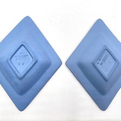 WEDGWOOD PALE BLUE JASPERWARE DIAMOND DISH/TRAY SET OF 2