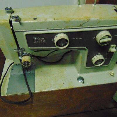 Vintage Sears Sewing Machine with Maple Cabinet