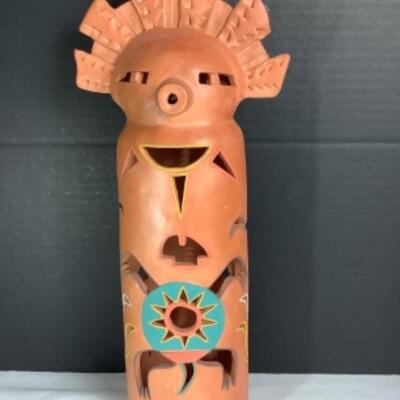 N - 171  Terra Cotta Luminaria Signed / Crafted by Robin Chlad  1989