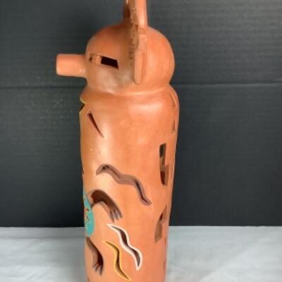 N - 171  Terra Cotta Luminaria Signed / Crafted by Robin Chlad  1989