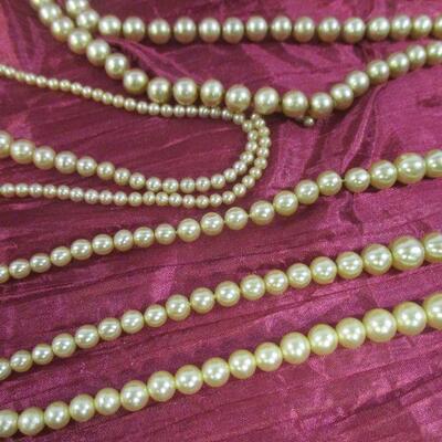 Lot 39 - (3) Faux Pearl Chains & Unmatched Earrings