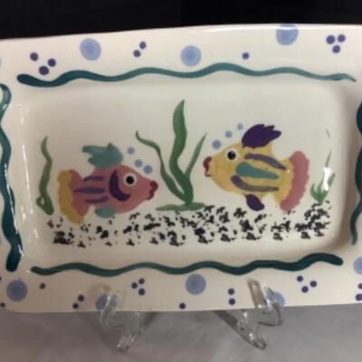 N - 176 Artisan Signed Fish Themed Pottery Lot 