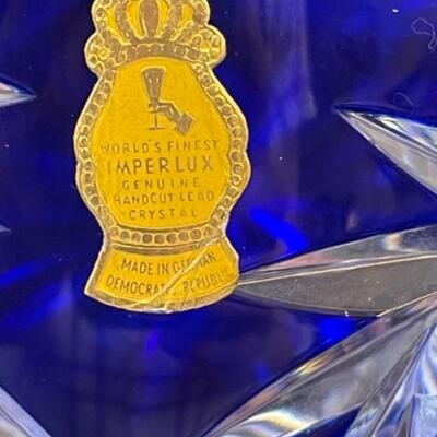  Lot 14P. Imperlux , World’s Finest Genuine Hand Cut Lead Crystal, Made in German Democratic Republic, Blue bowl — $50