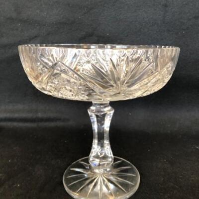Lot 20P. Vintage Cut Glass Crystal Stem Compote Pedestal  — $17.50