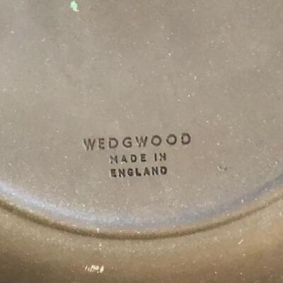 Lot 25P. Wedgwood Jasperware porcelain: 1 blue vase, 1 celadon ashtray, 1 black ashtray — $12