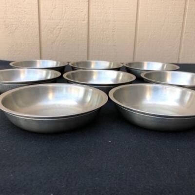 Lot 31P. 8 Pewter ice cream bowls, Crown Roseâ€” $20.00