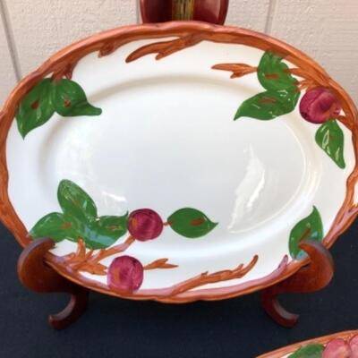 Lot 70L. Vintage Franciscan Earthenware Apple: 1 Oval Large Platter, 1 Divided Serving Dish, 1 Square Platter â€” $37.50
