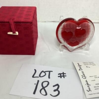 N - 183  Signed / Crafted by Valerie Surjan , Heart Shaped Paper weight 