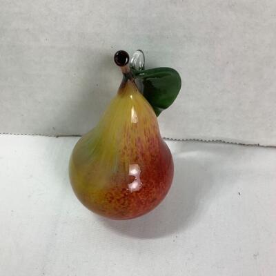 N - 184  Artful Home, Hand Blown Glass Pear Ornament 