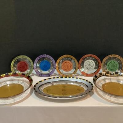 N - 188  Kay Young Painted Glass Art  ( 8 pcs ) 