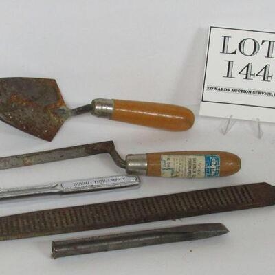 5 Vintage Tools Very Sturdy Large Rasp File, Punch, Socket Wrench, More