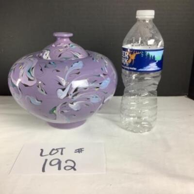 N - 192  Artisan Signed ( Sarah ) Glazed Pottery Jar 