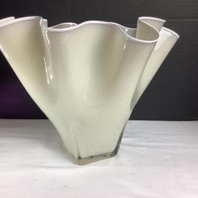 N - 193 Artisan Signed Ruffled Glass Vase 