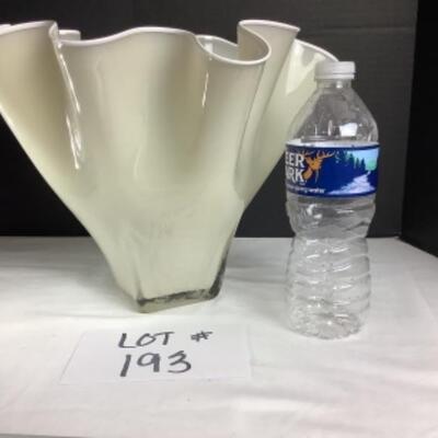 N - 193 Artisan Signed Ruffled Glass Vase 