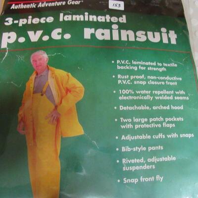 3 PC Laminated PVC Rainsuit Tex Sport Never Used Size Large