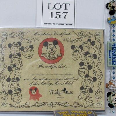 Vintage Mouseketeer Certificate in Modern Plastic Frame, Mickey Mouse Ruler Animal Kingdom, Old World Parade Film in Box