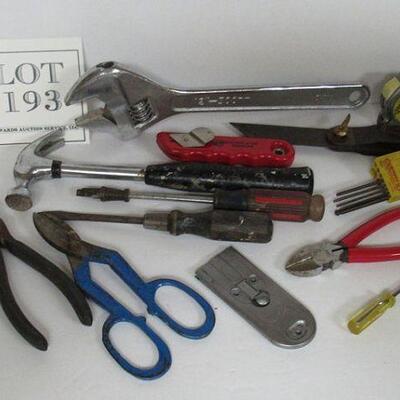 13 Old Tools, 12" Crescent Wrench, 9" Hammer, More