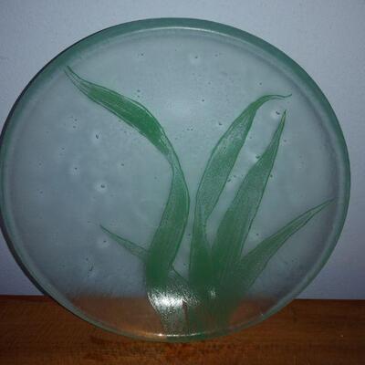 Art Dish ~ Green frosted with Grass