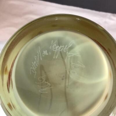 N - 201. Multiple Artisans Signed Hand Blown Glass Vase 