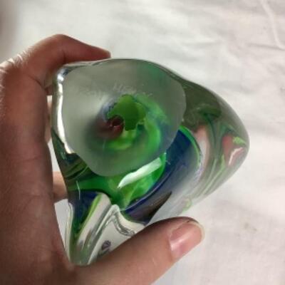 N - 207 Artisan Signed HENRY, & Numbered #204 ‘97 Hand Blown Glass Paper Weight