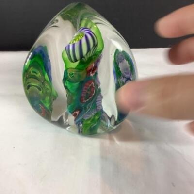 N - 207 Artisan Signed HENRY, & Numbered #204 ‘97 Hand Blown Glass Paper Weight
