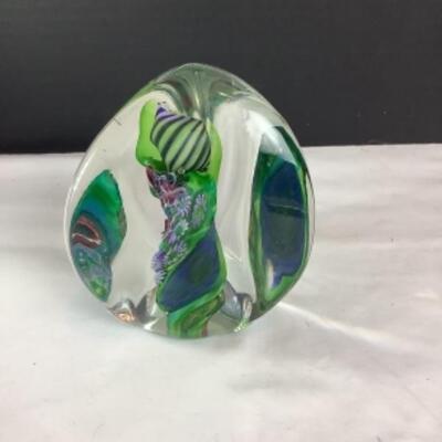N - 207 Artisan Signed HENRY, & Numbered #204 â€˜97 Hand Blown Glass Paper Weight
