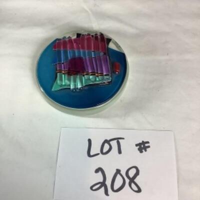 N - 208  Artisan Signed Hand Blown Paper Weight 