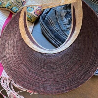 Lot 94BR. Four bags from Mexico, textile and wool), one straw visor and shoulder bag--$40
