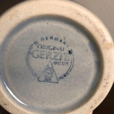 Antique Original Gerzit Gerz Cobalt Blue Stoneware West Germany Beer Stein and Cups