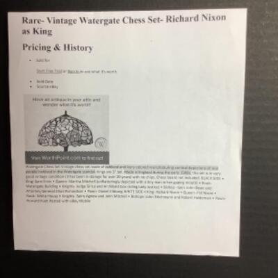 N - 227 RARE, Vintage Watergate Chess Set - Richard Nixon as King
