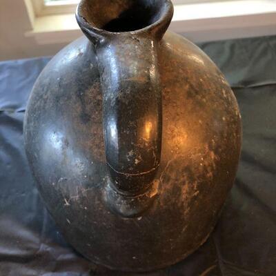 Antique Dark Brown Black Stoneware Jug Pitcher
