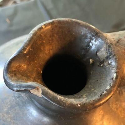 Antique Dark Brown Black Stoneware Jug Pitcher