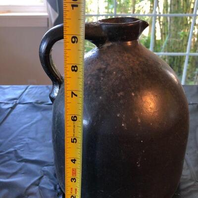 Antique Dark Brown Black Stoneware Jug Pitcher