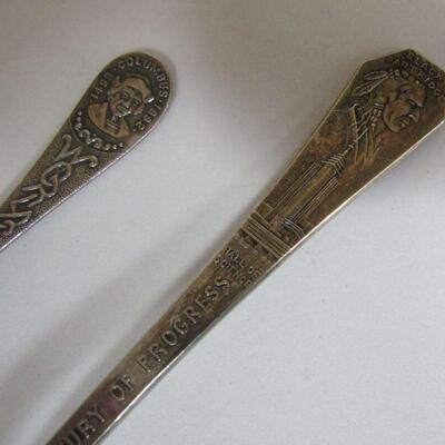 Colombian Exposition Columbus Demi Spoon, Chicago World's Fair Century of Progress Spoon with Black Partirdge